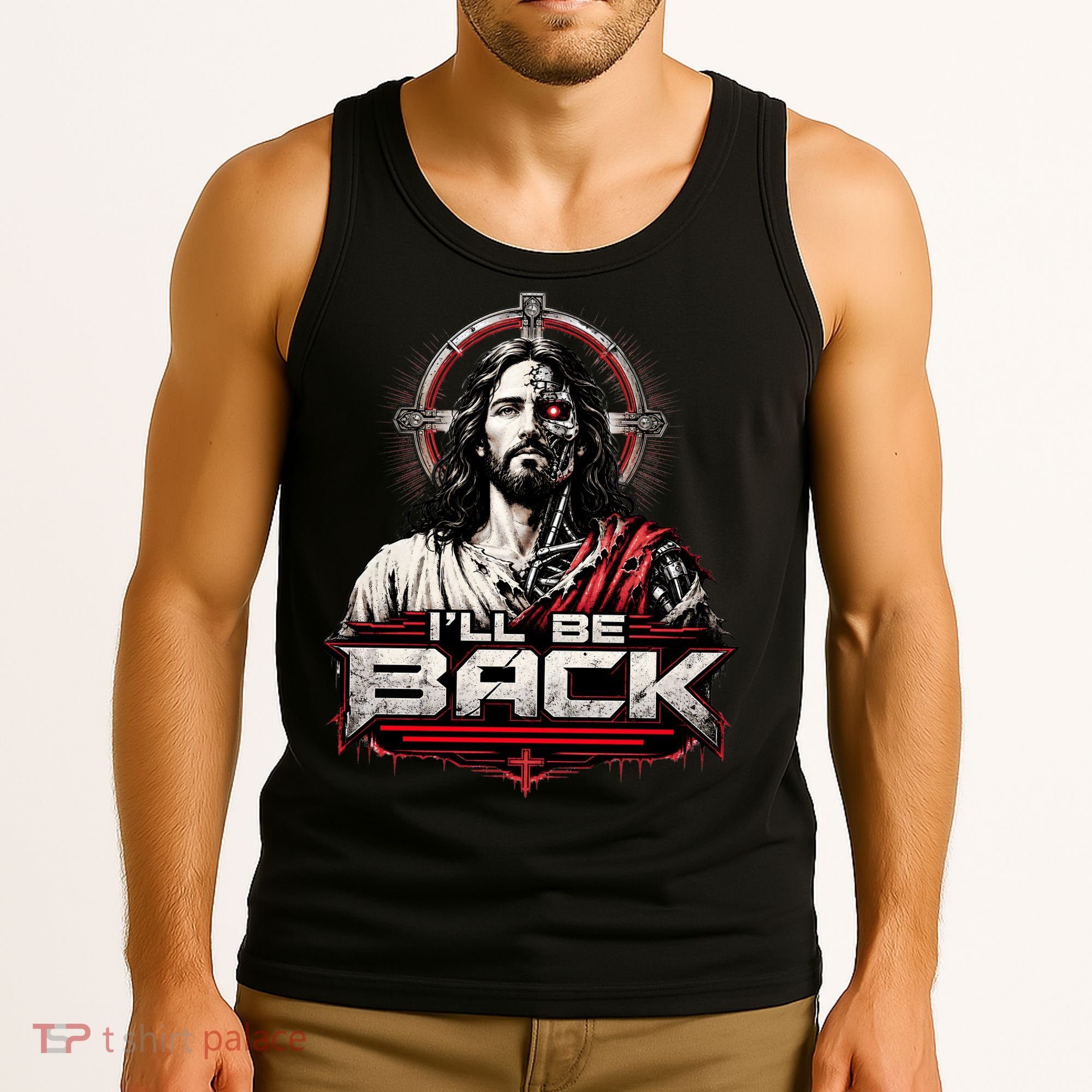 I’ll Be Back Cyber Jesus Tank Top