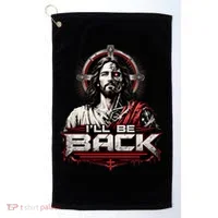I’ll Be Back Cyber Jesus Golf Towel thumb 0