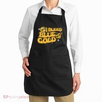 I Bleed Blue & Golds Back To School Game Sport Spirit Apron thumb 2