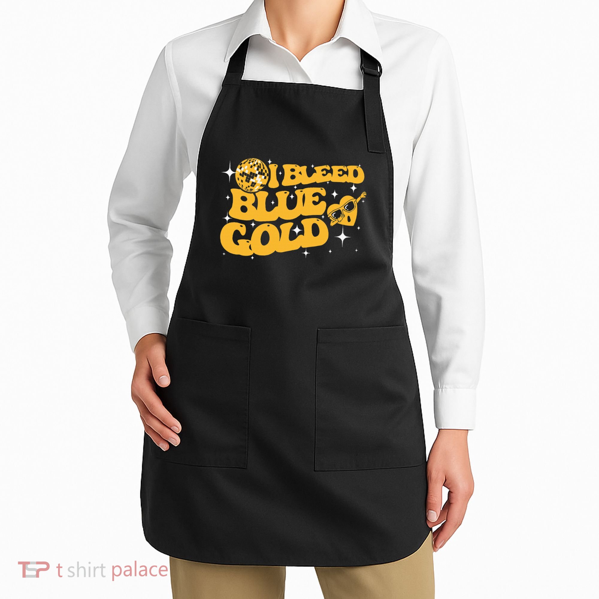 I Bleed Blue & Golds Back To School Game Sport Spirit Apron