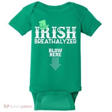 Irish Breathalyzer Blow Here St Patrick's Day Baby Bodysuit