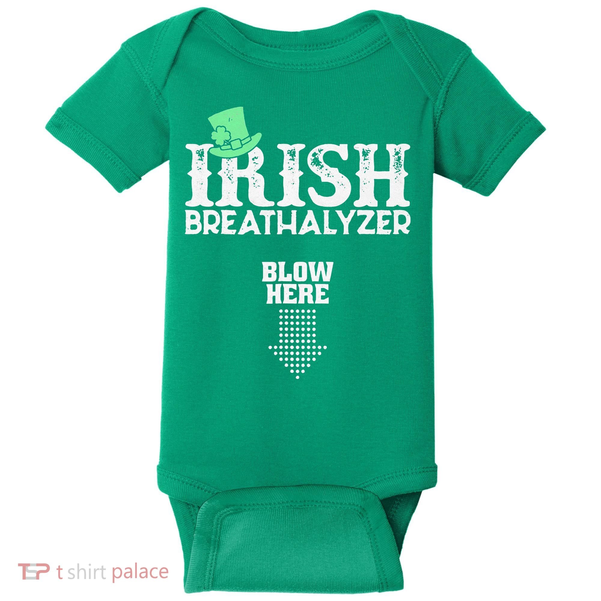 Irish Breathalyzer Blow Here St Patrick's Day Baby Bodysuit