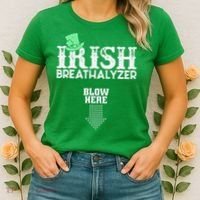 Irish Breathalyzer Blow Here St Patrick's Day Women's T-Shirt thumb 2