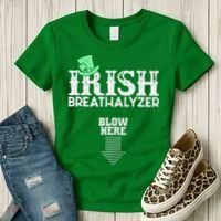 Irish Breathalyzer Blow Here St Patrick's Day Women's T-Shirt thumb 3