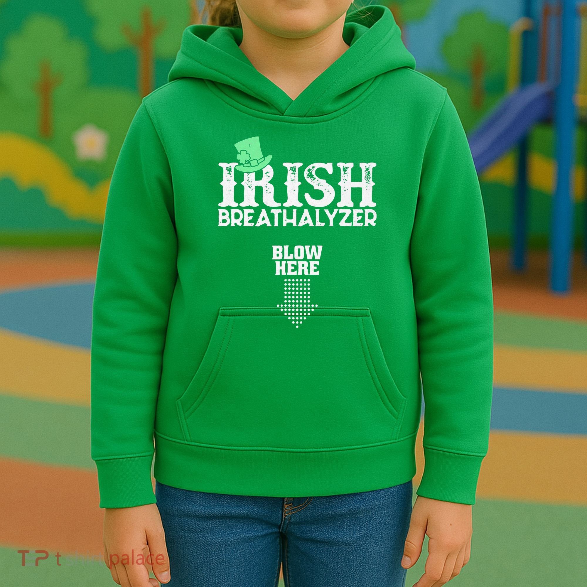 Irish Breathalyzer Blow Here St Patrick's Day Kids Hoodie