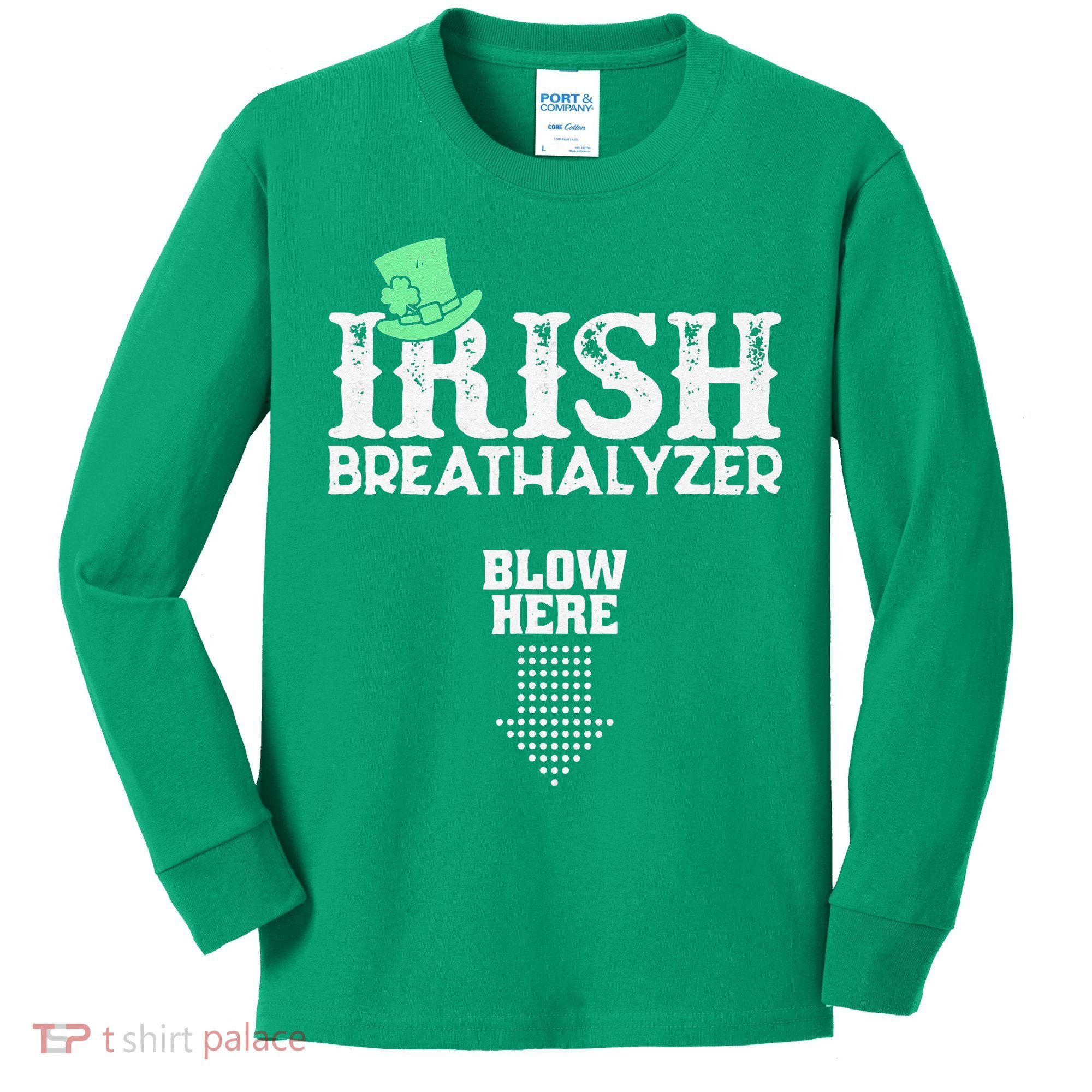 Irish Breathalyzer Blow Here St Patrick's Day Kids Long Sleeve Shirt
