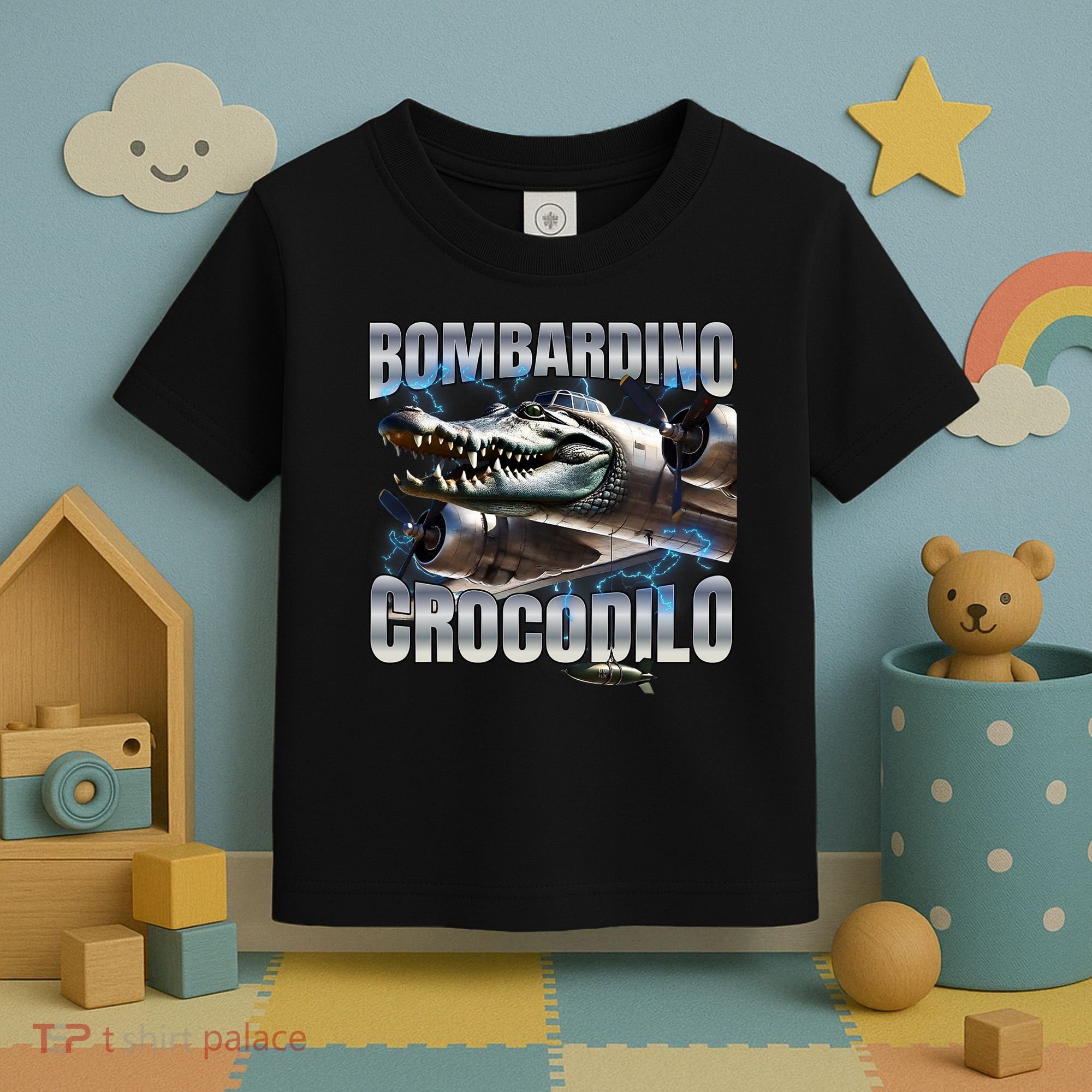 Italian Brainrot Bombardino Crocodilo Toddler T-Shirt