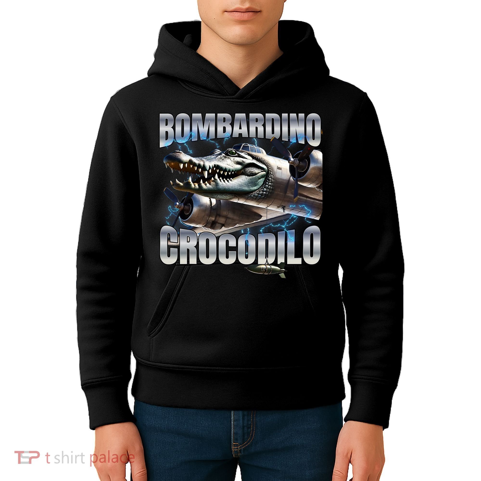 Italian Brainrot Bombardino Crocodilo Kids Hoodie