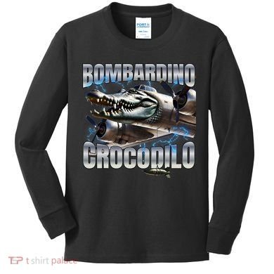 Italian Brainrot Bombardino Crocodilo Kids Long Sleeve Shirt