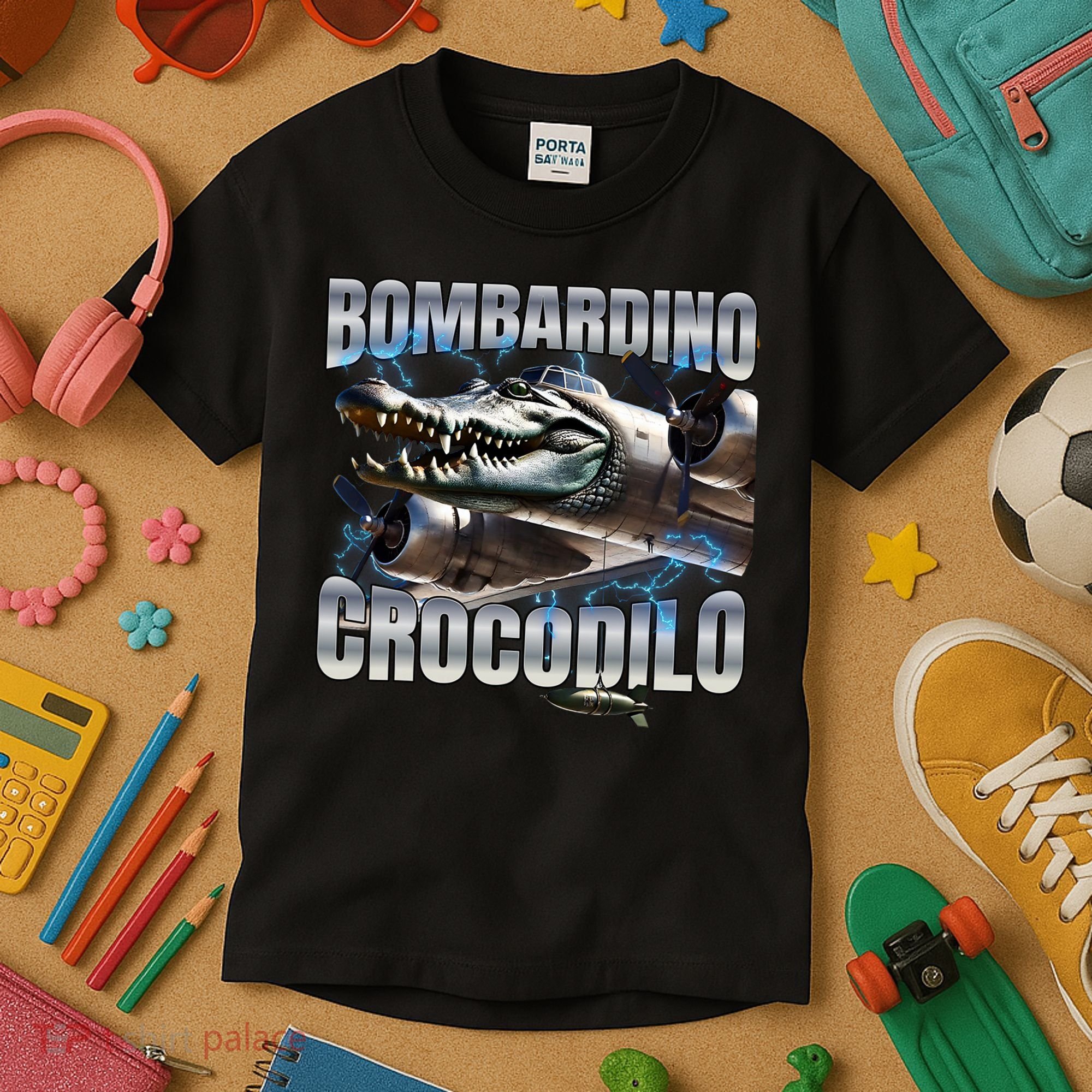 Italian Brainrot Bombardino Crocodilo Kids T-Shirt