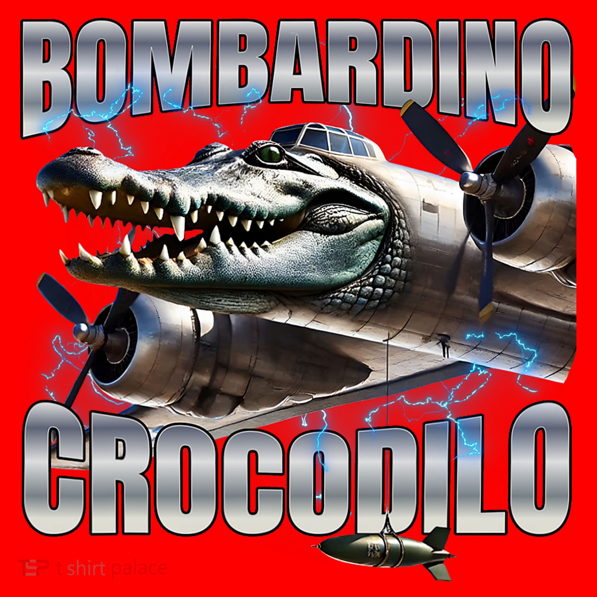 Italian Brainrot Bombardino Crocodilo Santa Hat