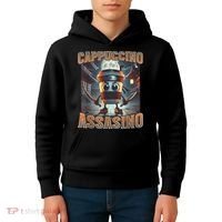 Italian Brainrot Cappuccino Assassino, Funny Cappuccino Meme Kids Hoodie thumb 4