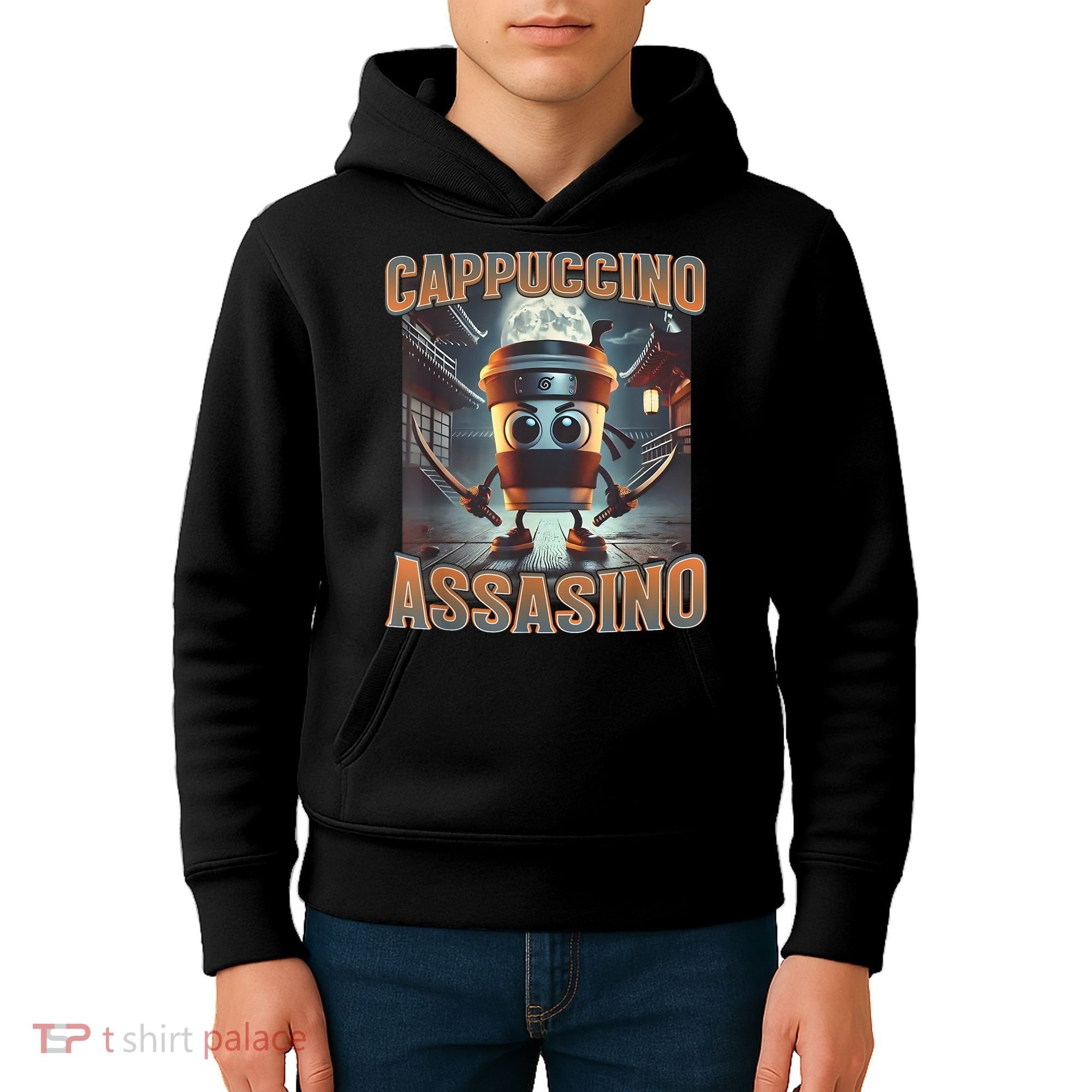 Italian Brainrot Cappuccino Assassino, Funny Cappuccino Meme Kids Hoodie
