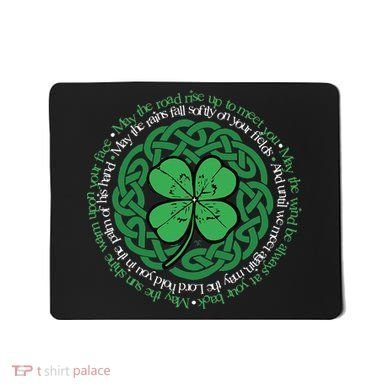 Irish Blessing, Celtic Knot & 4Leaf Clover Luck Mousepad