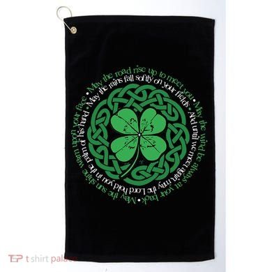 Irish Blessing, Celtic Knot & 4Leaf Clover Luck Golf Towel