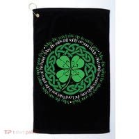 Irish Blessing, Celtic Knot & 4Leaf Clover Luck Golf Towel thumb 0