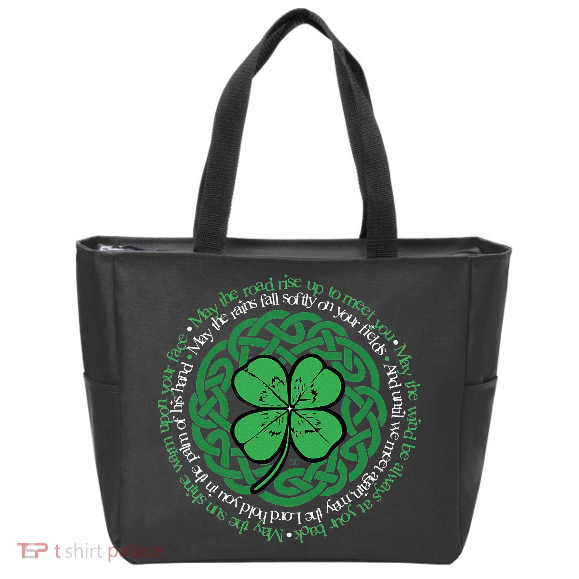 Irish Blessing, Celtic Knot & 4Leaf Clover Luck Tote Bag