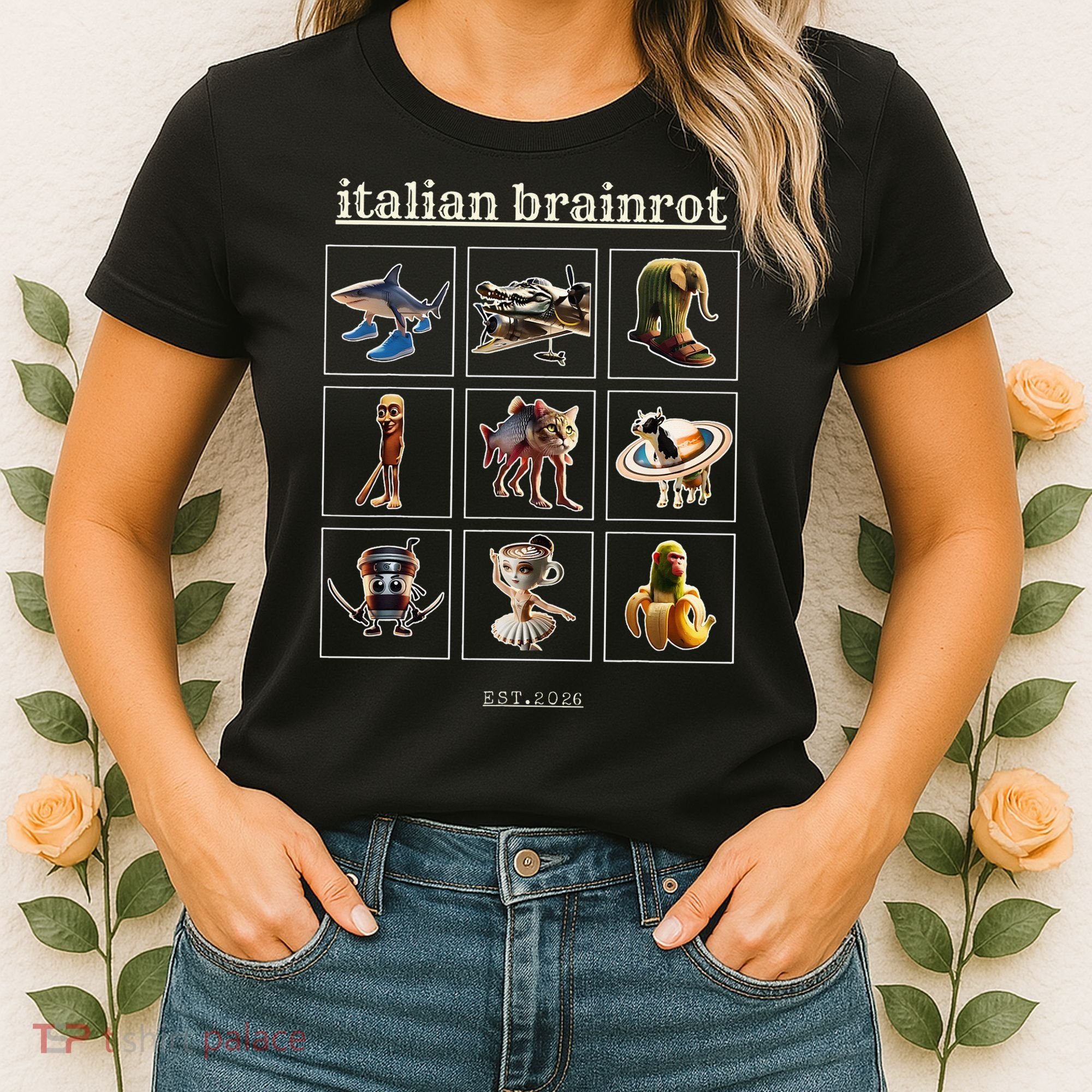 Italian Brainrot Characaters Meme Gen Z Funny Humor Women's T-Shirt