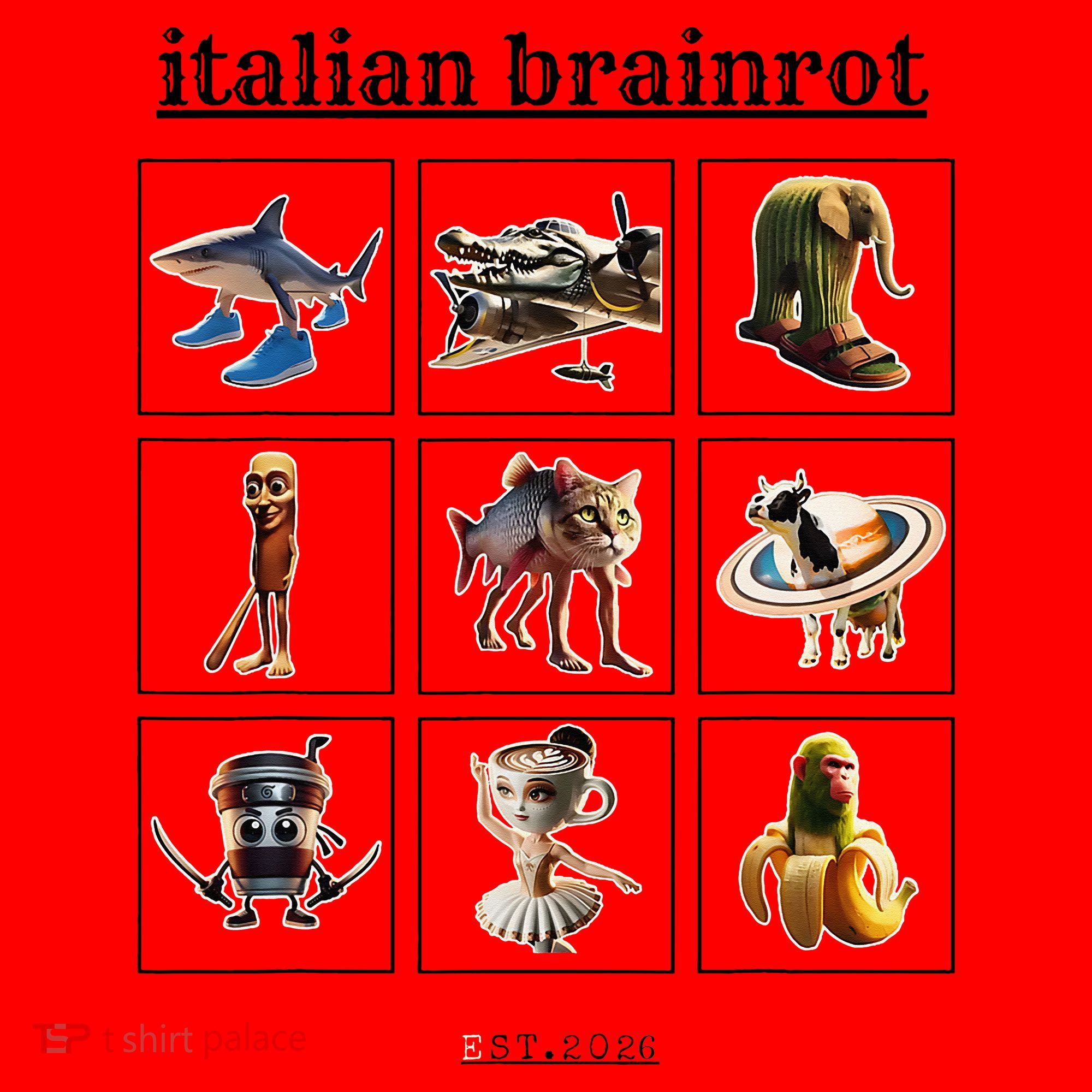 Italian Brainrot Characaters Meme Gen Z Funny Humor Santa Hat