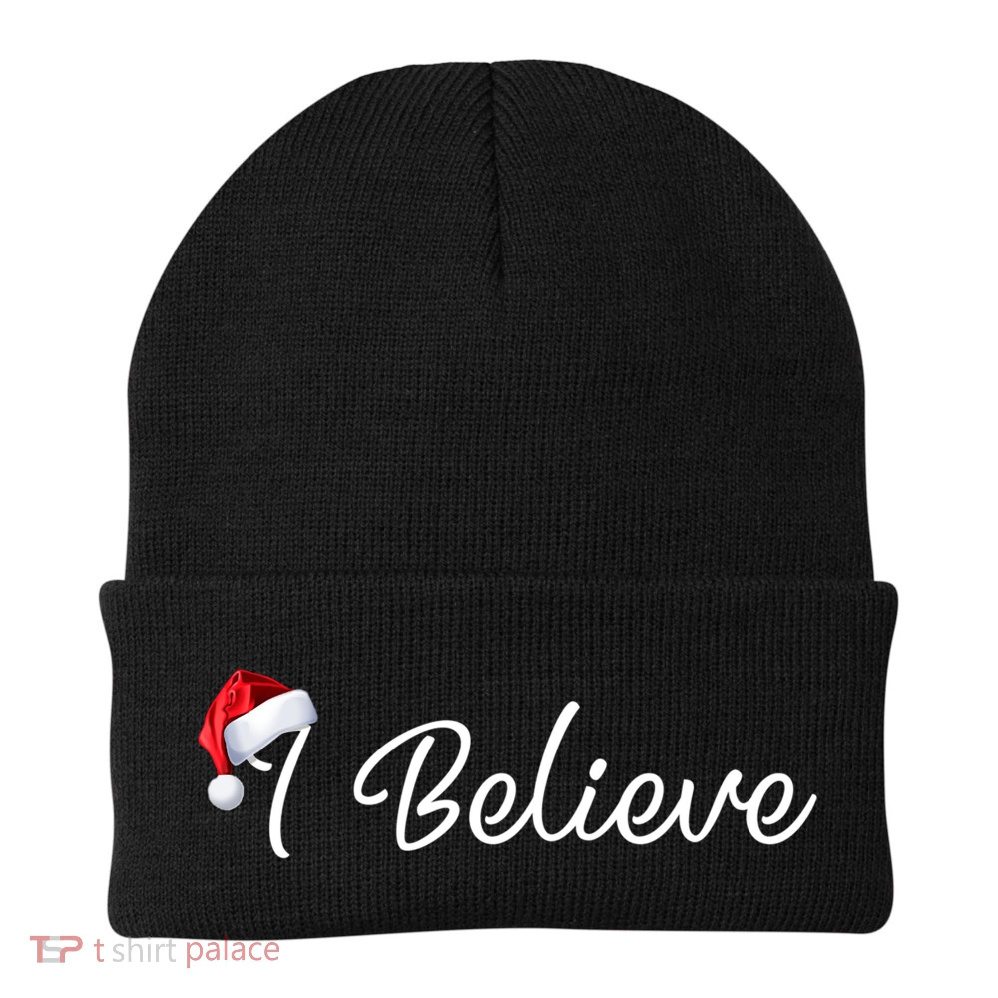 I Believe Cute Santa Hat Christmas Believe In Santa Gift Beanie