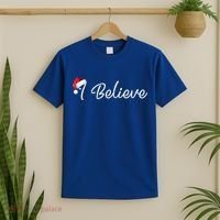 I Believe Cute Santa Hat Christmas Believe In Santa Gift T-Shirt thumb 2