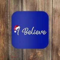 I Believe Cute Santa Hat Christmas Believe In Santa Gift Coaster thumb 0