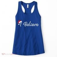 I Believe Cute Santa Hat Christmas Believe In Santa Gift Women's Tank Top thumb 0
