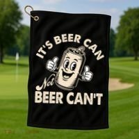It's Beer Can Not Beer Can't Funny Retro Golf Towel thumb 1
