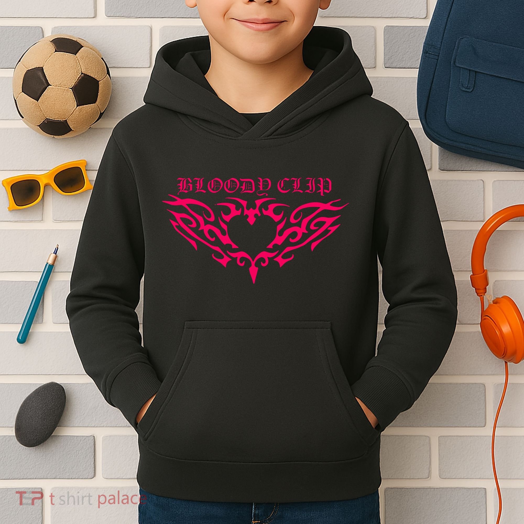 Imnotclip Bloody Clip Heart Kids Hoodie