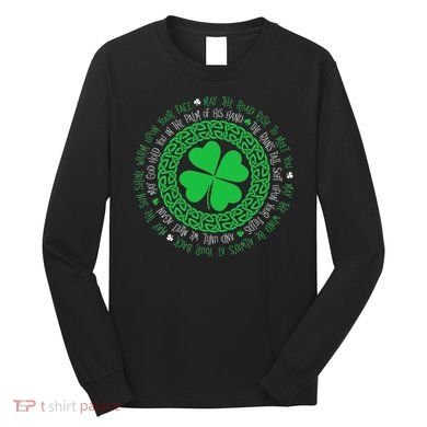 Irish Blessing Celtic Knot 4 Leaf Clover St Patrick's Day Long Sleeve Shirt