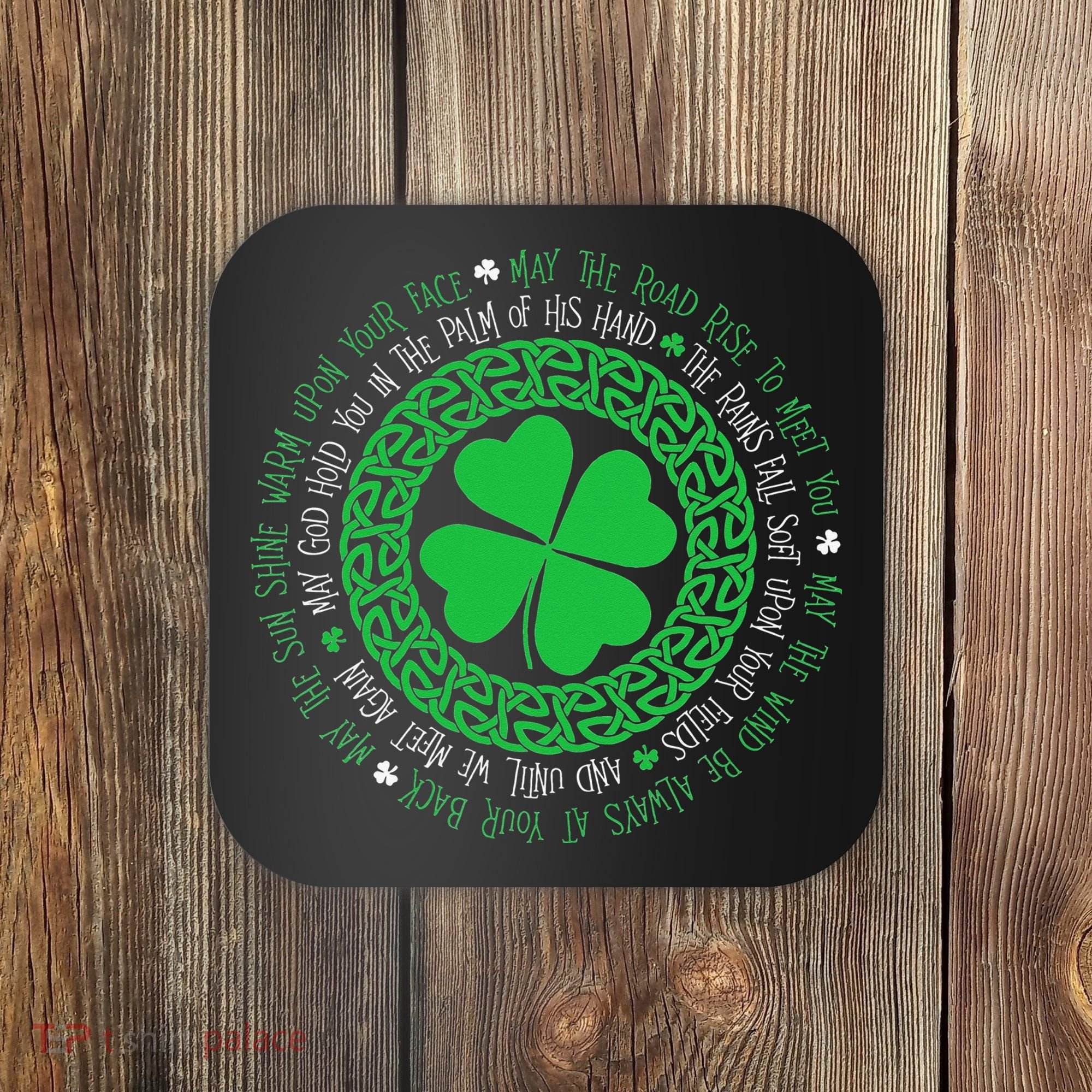 Irish Blessing Celtic Knot 4 Leaf Clover St Patrick's Day Coaster