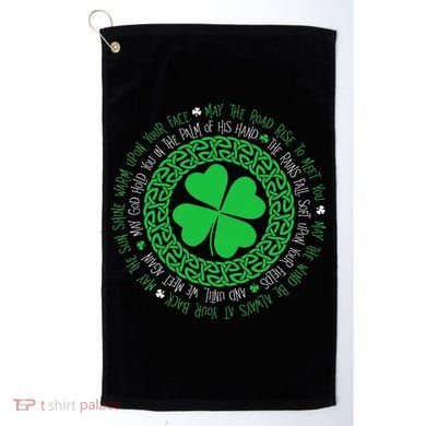 Irish Blessing Celtic Knot 4 Leaf Clover St Patrick's Day Golf Towel