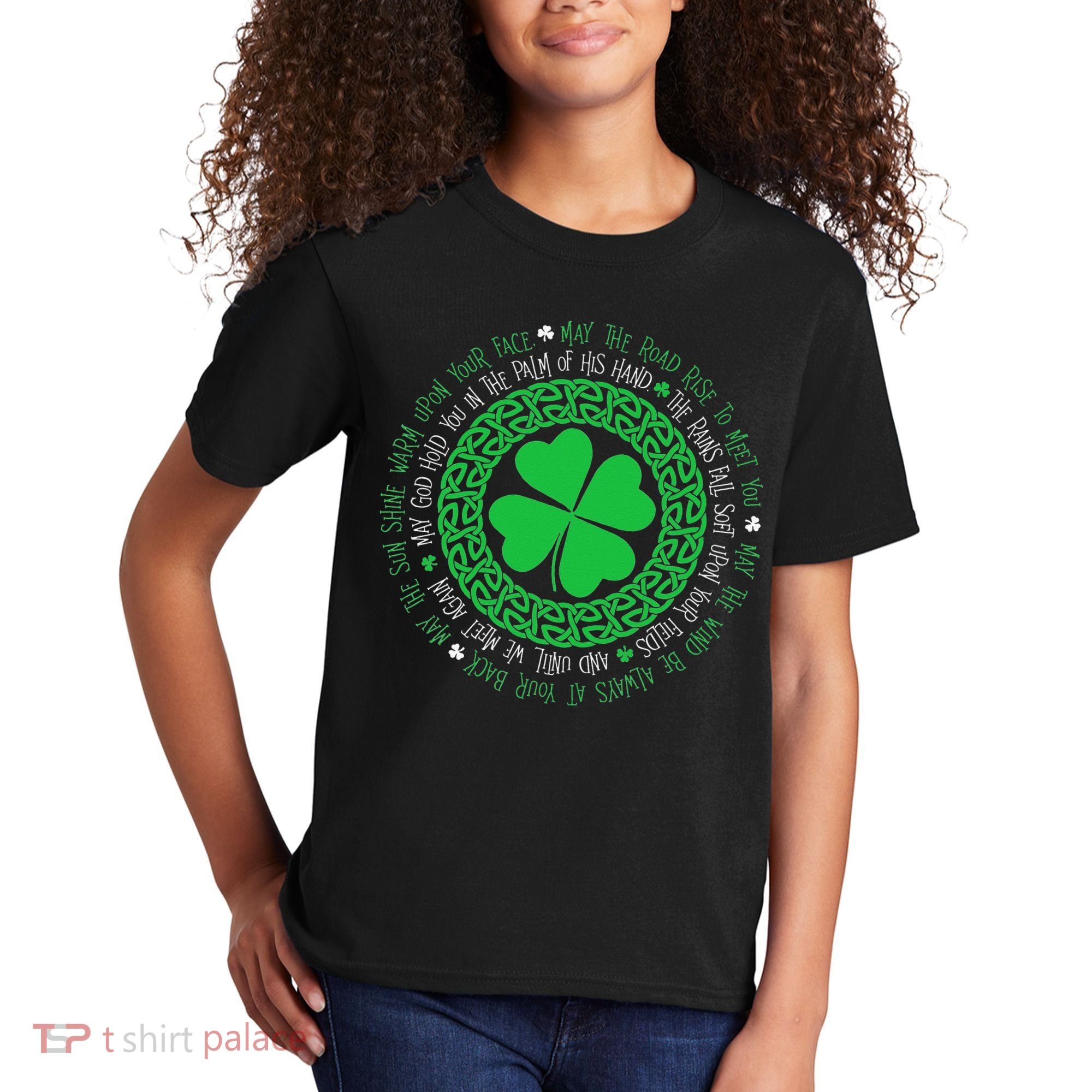 Irish Blessing Celtic Knot 4 Leaf Clover St Patrick's Day Kids T-Shirt