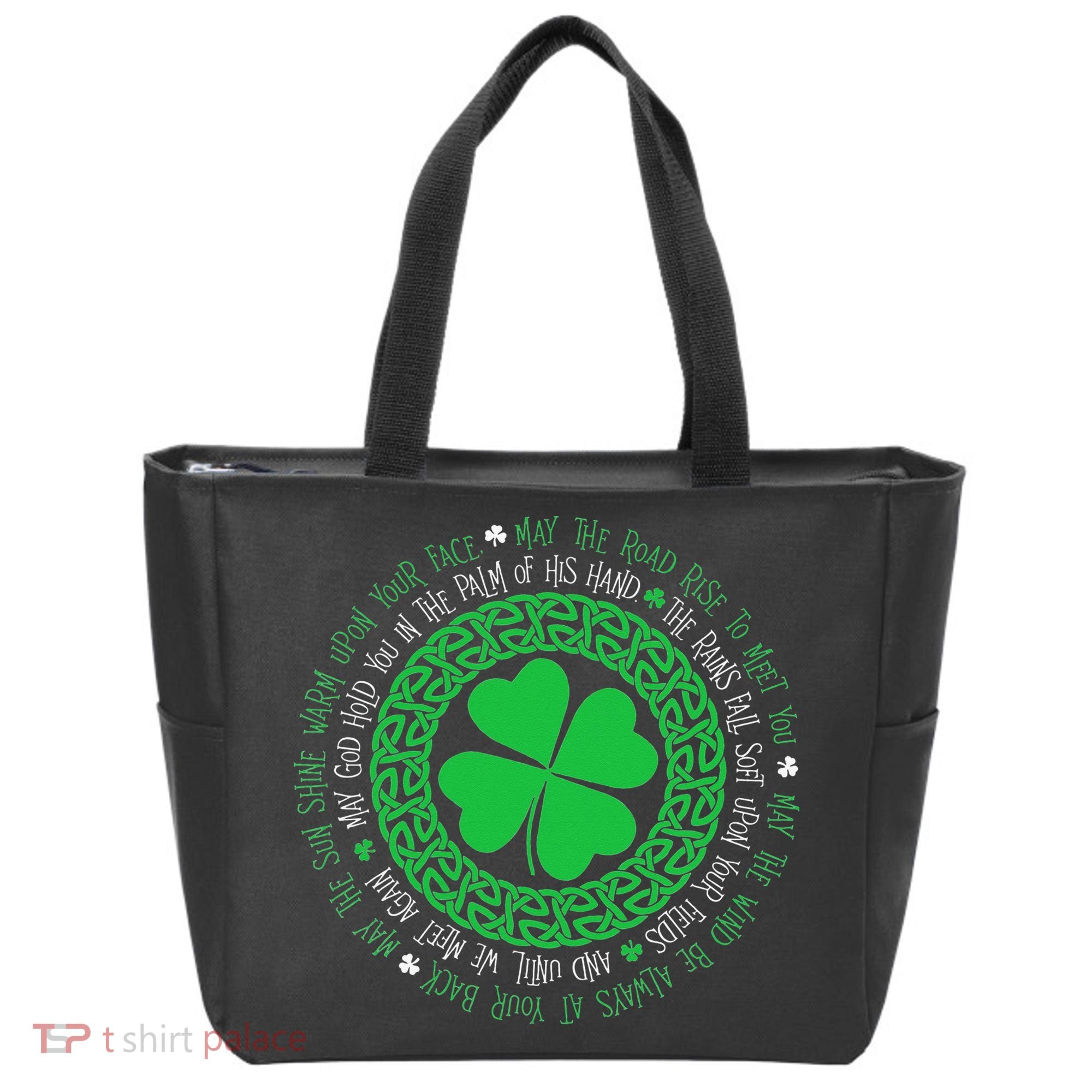 Irish Blessing Celtic Knot 4 Leaf Clover St Patrick's Day Tote Bag
