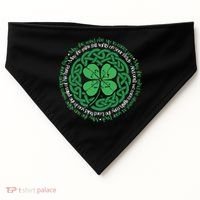 Irish Blessing, Celtic Knot & 4-Leaf Clover Luck Version B USA-Made Doggie Bandana thumb 0