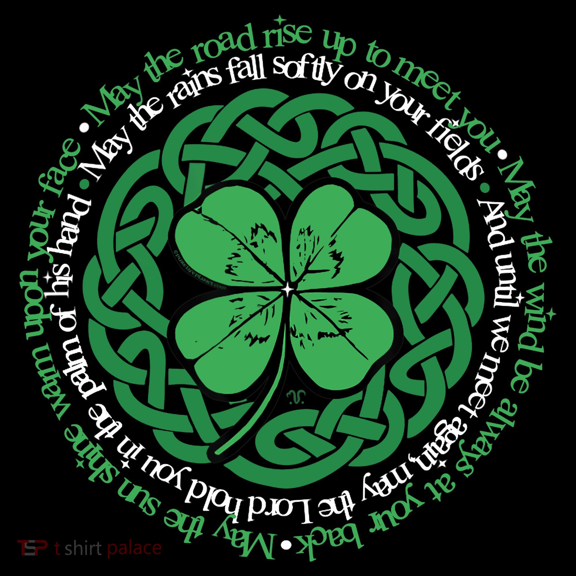 Irish Blessing, Celtic Knot & 4-Leaf Clover Luck Version B Polo