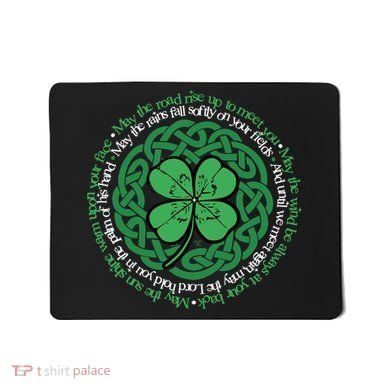 Irish Blessing, Celtic Knot & 4-Leaf Clover Luck Version B Mousepad