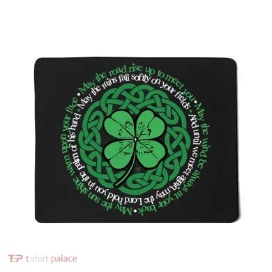 Irish Blessing, Celtic Knot & 4-Leaf Clover Luck Version B Mousepad