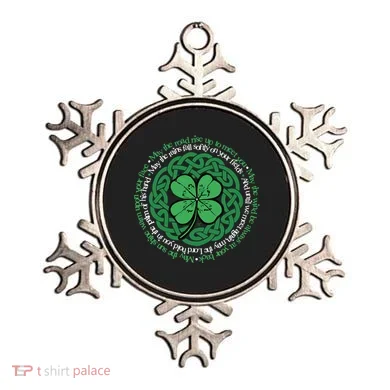 Irish Blessing, Celtic Knot & 4-Leaf Clover Luck Version B Ornament