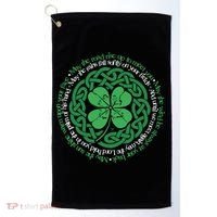 Irish Blessing, Celtic Knot & 4-Leaf Clover Luck Version B Golf Towel thumb 0