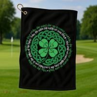 Irish Blessing, Celtic Knot & 4-Leaf Clover Luck Version B Golf Towel thumb 1