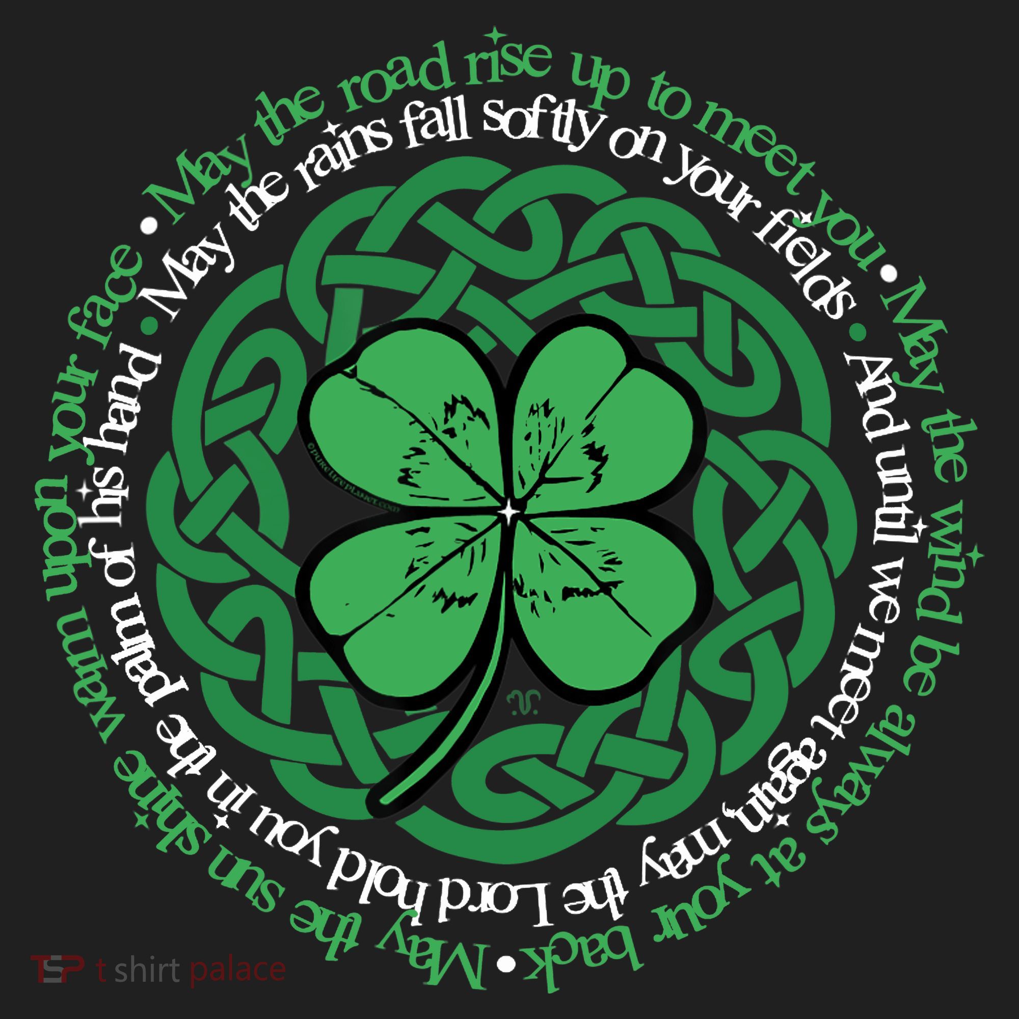 Irish Blessing, Celtic Knot & 4-Leaf Clover Luck Version B Golf Towel