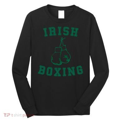 Irish Boxing Cool Gift Distressed Green Graphics Long Sleeve Shirt