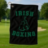 Irish Boxing Cool Gift Distressed Green Graphics Golf Towel thumb 1