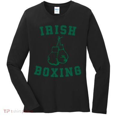 Irish Boxing Cool Gift Distressed Green Graphics Women's Long Sleeve Shirt