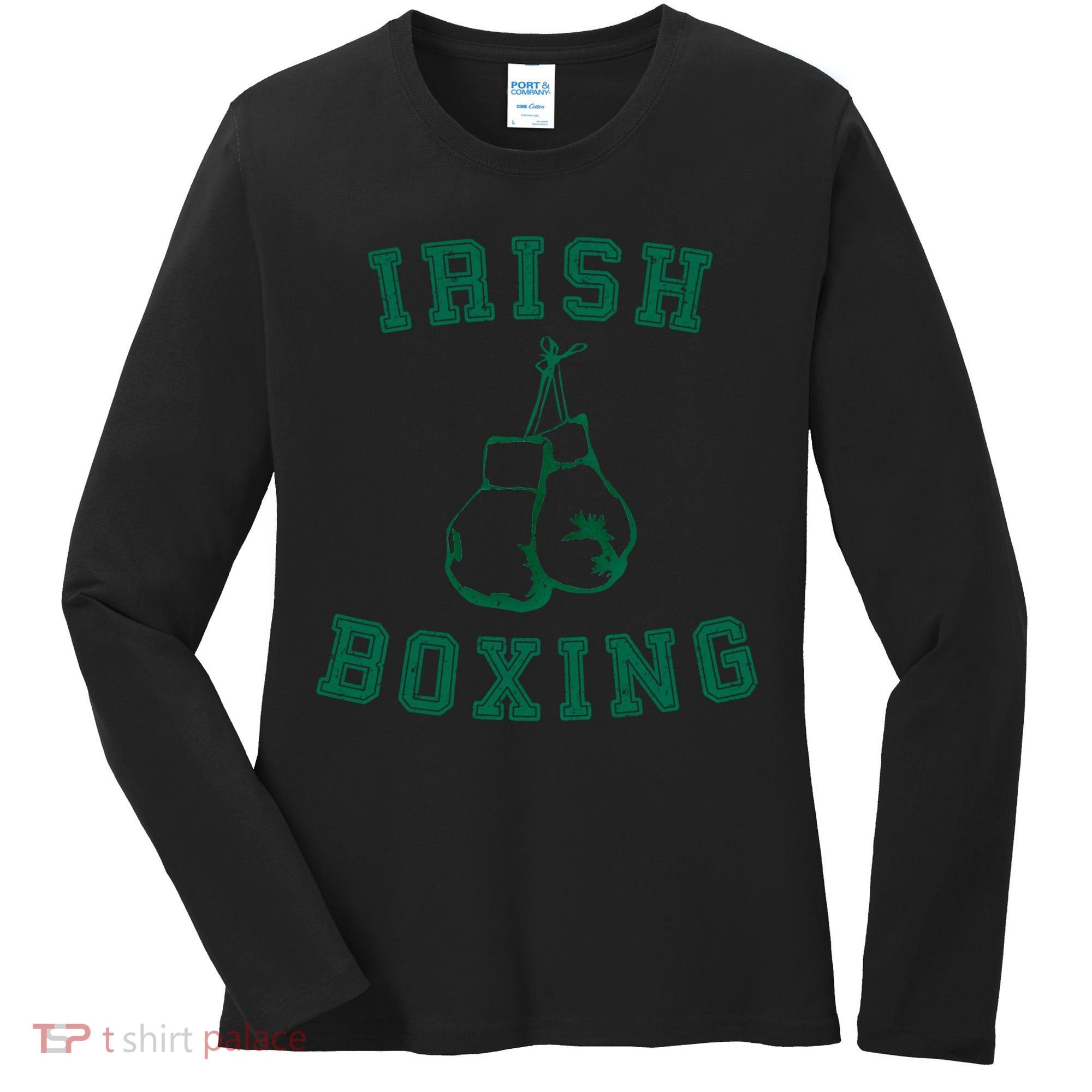 Irish Boxing Cool Gift Distressed Green Graphics Women's Long Sleeve Shirt
