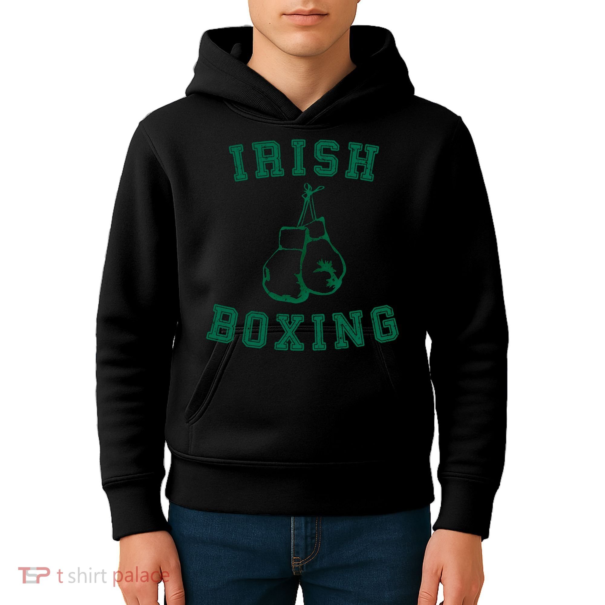 Irish Boxing Cool Gift Distressed Green Graphics Kids Hoodie