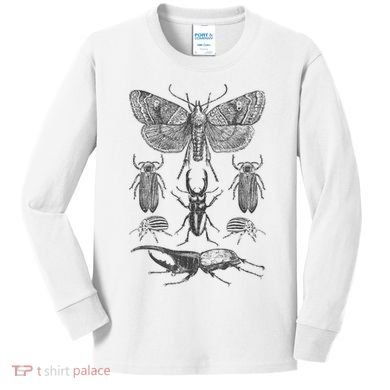 Insect Bug Collection Moth Stag Beetle Cicada Kids Long Sleeve Shirt