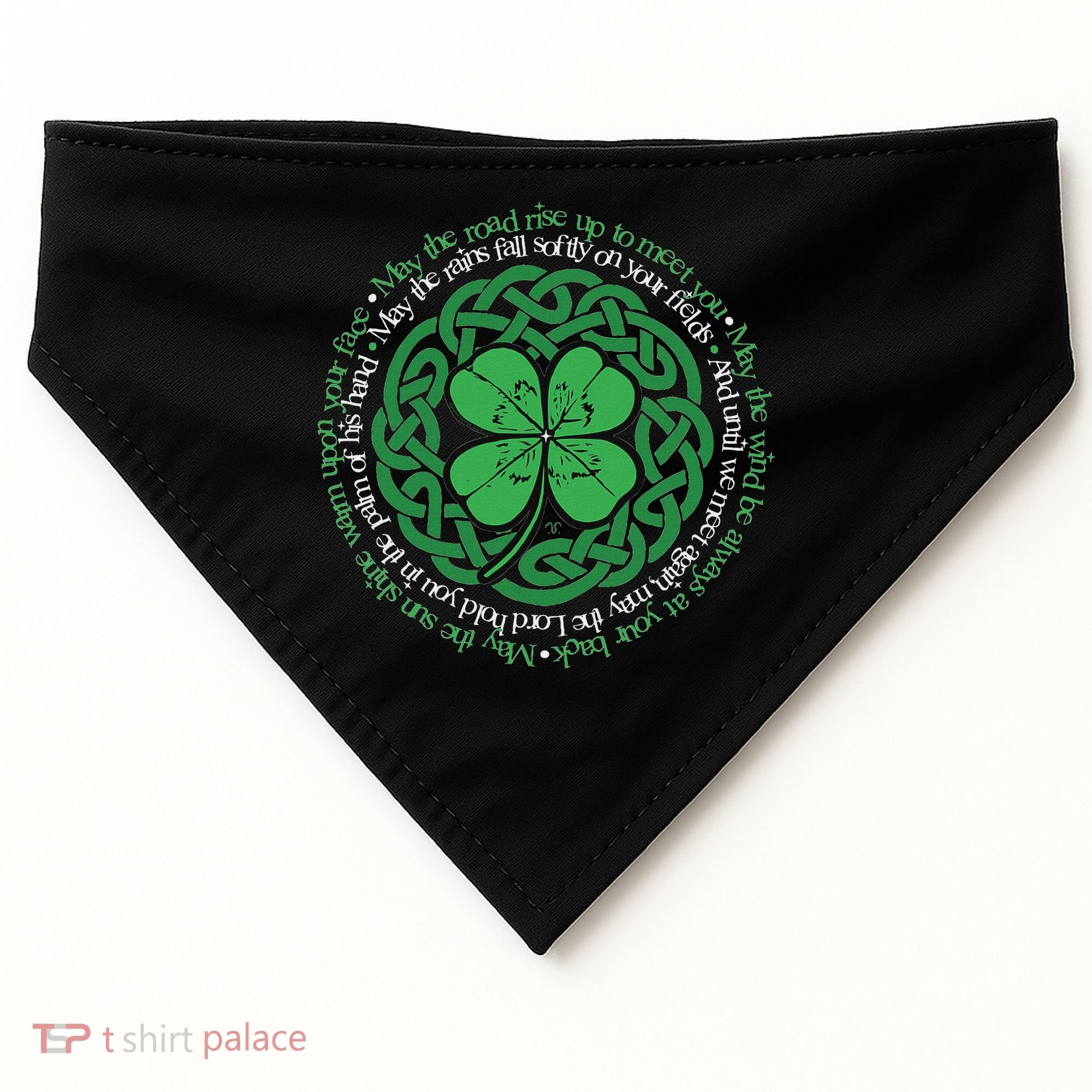 Irish Blessing Celtic Knot & 4 Leaf Clover Luck Version USA-Made Doggie Bandana