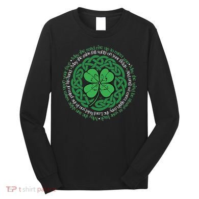 Irish Blessing Celtic Knot & 4 Leaf Clover Luck Version Long Sleeve Shirt